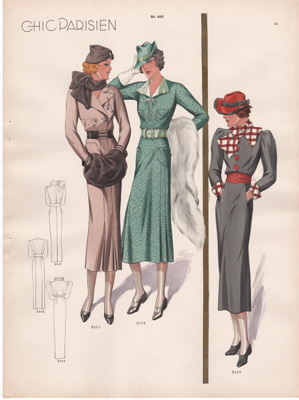 Chic Parisien art deco fashion illustrations 1936